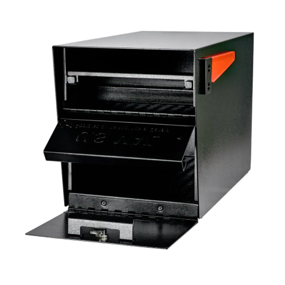 Mail Boss Locking Post Mount Mailbox with High Security Reinforced Patented Locking System. Black