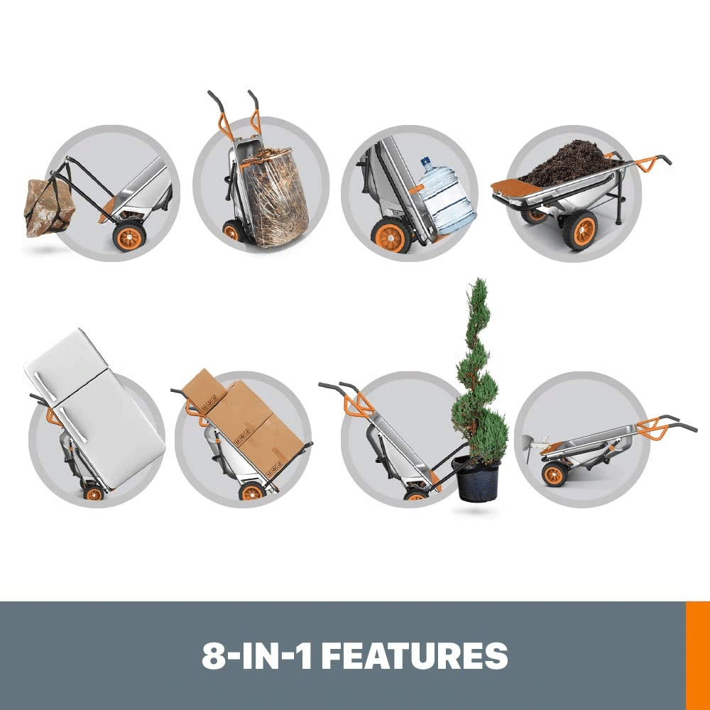 Worx WG050 Aerocart 8-in-1 Yard Cart / Wheelbarrow / Dolly