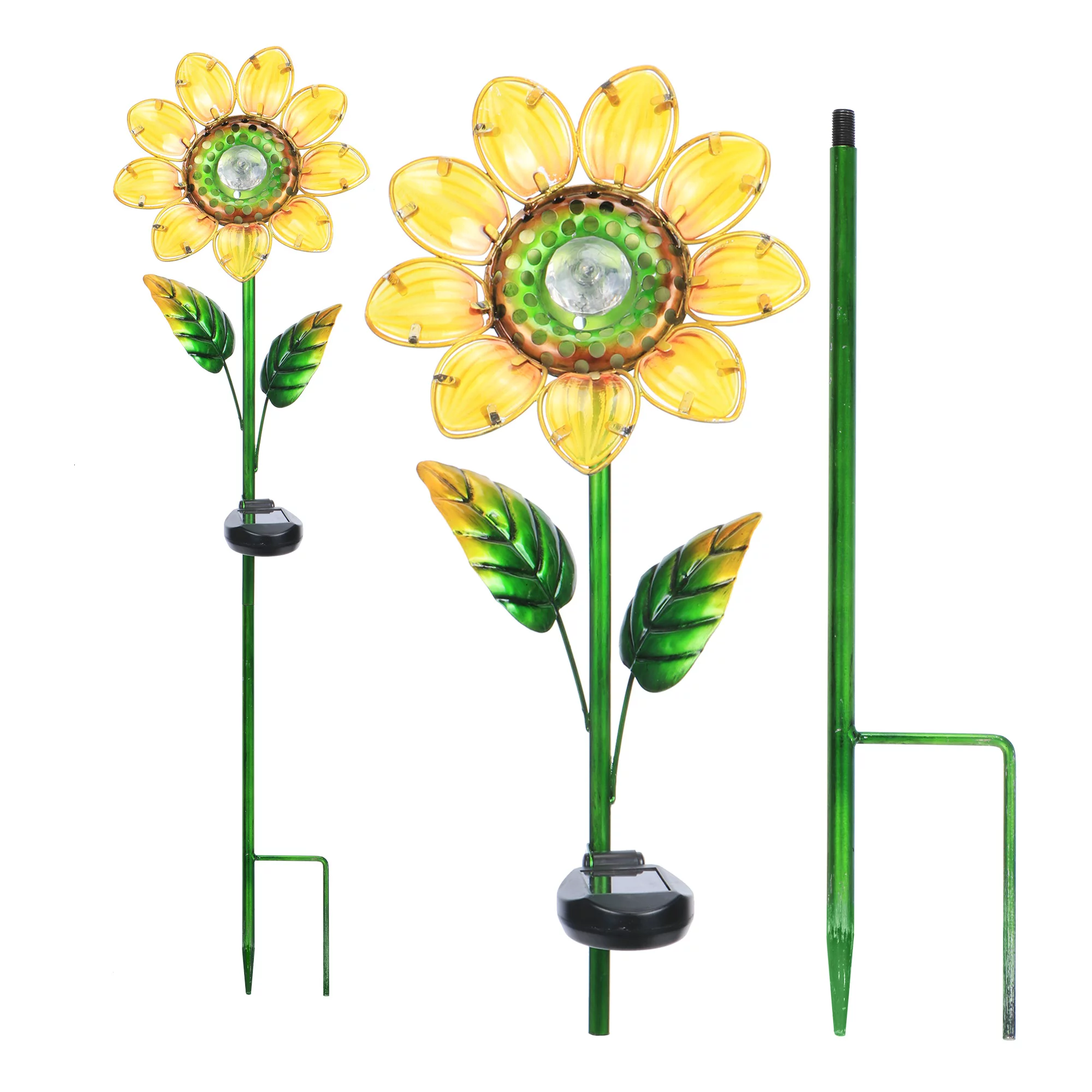 Better Homes & Gardens 30.3″ Sunflower Solar Powered Glass Garden Stakes (4 Pieces)