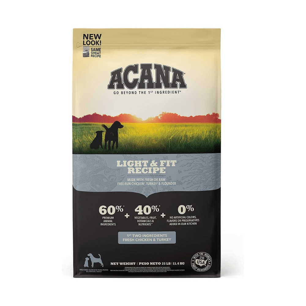 Acana Grain Free Adult Dog Food. Light And Fit Recipe. 25 Pounds. Pack Of 1