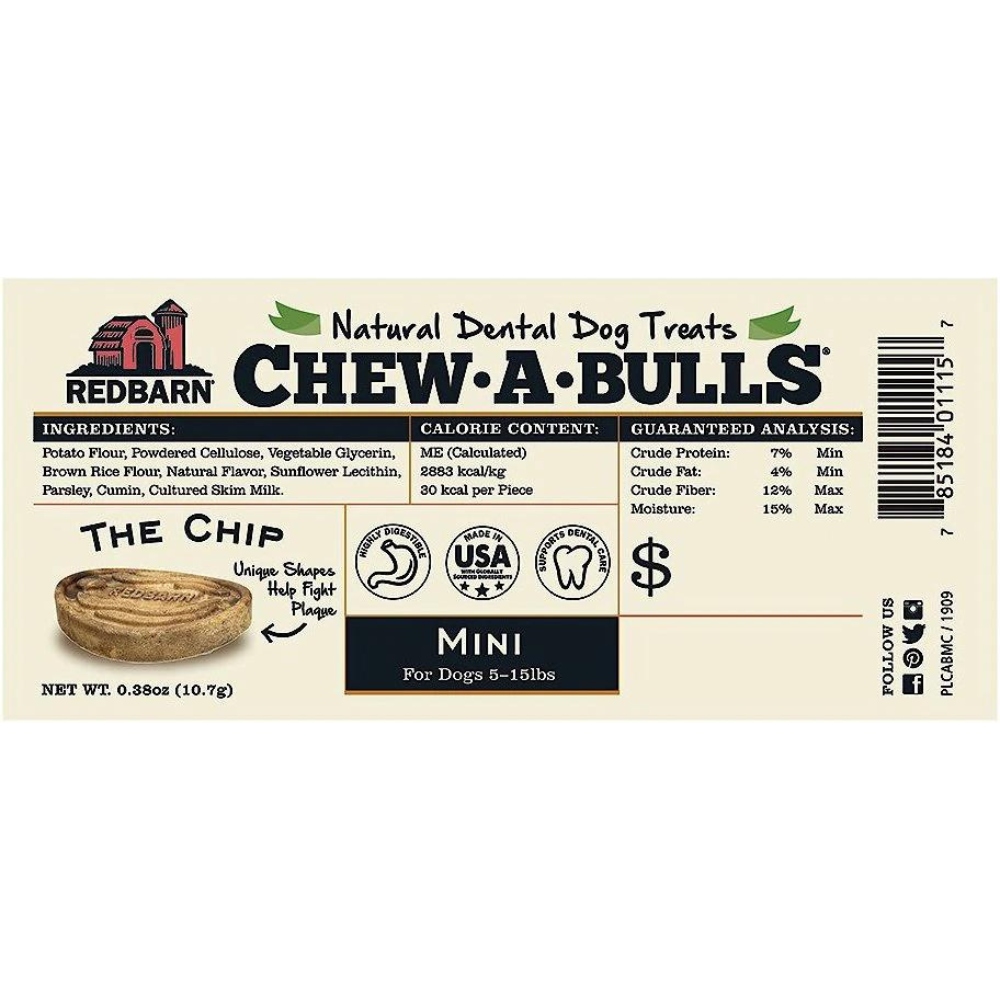 Redbarn Chew-A-Bulls Chip Mini Dental Dog Treats. 150 count