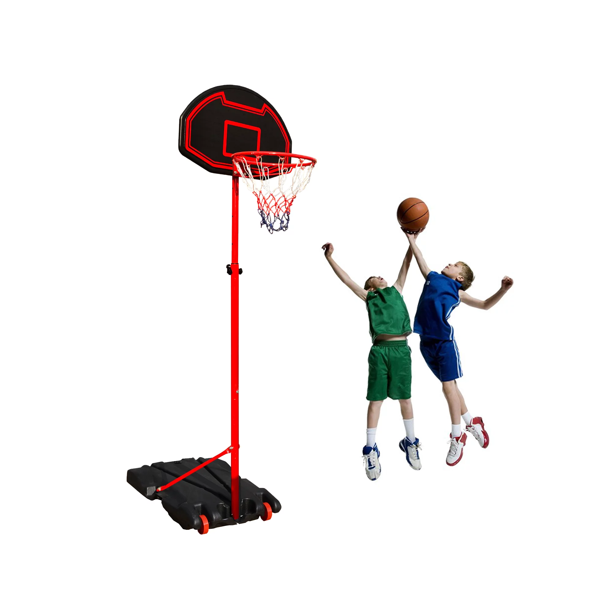 Sugift Basketball Hoop & Goal 5.2 Ft. - 7 Ft. Height Adjustable Portable Basketball Hoop System. Black