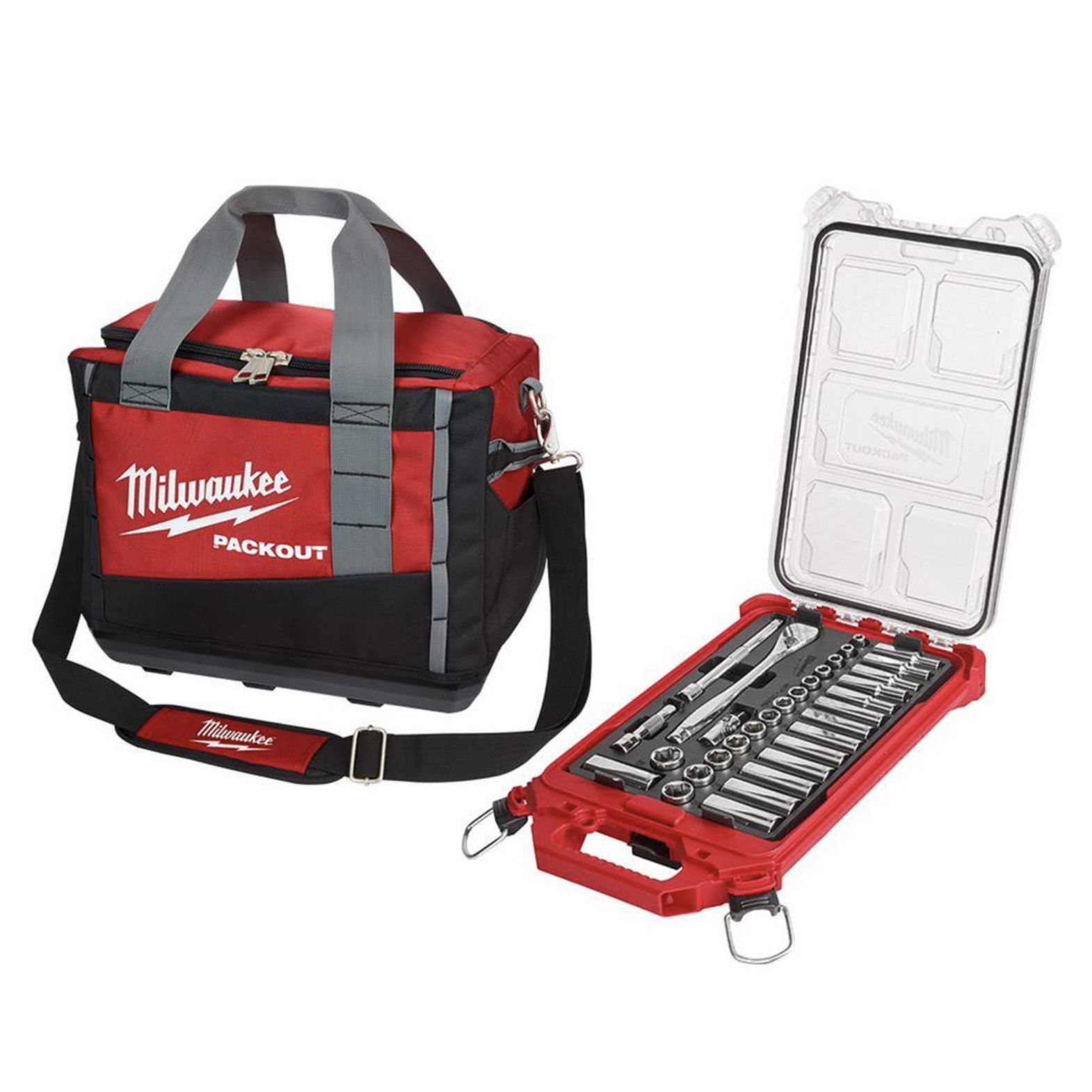 Milwaukee 3/8 in. Drive Metric Ratchet and Socket Mechanics Tool Set with PACKOUT Case and Bag (32-Piece)