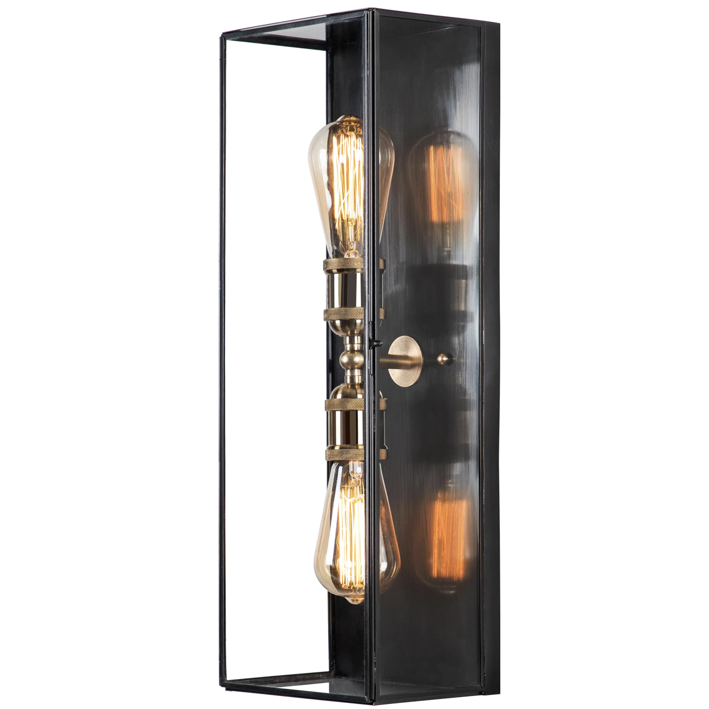 C Cattleya 2-Light Dark Bronze Finish Brass Outdoor Wall Lantern Sconce with Clear Tempered Glass