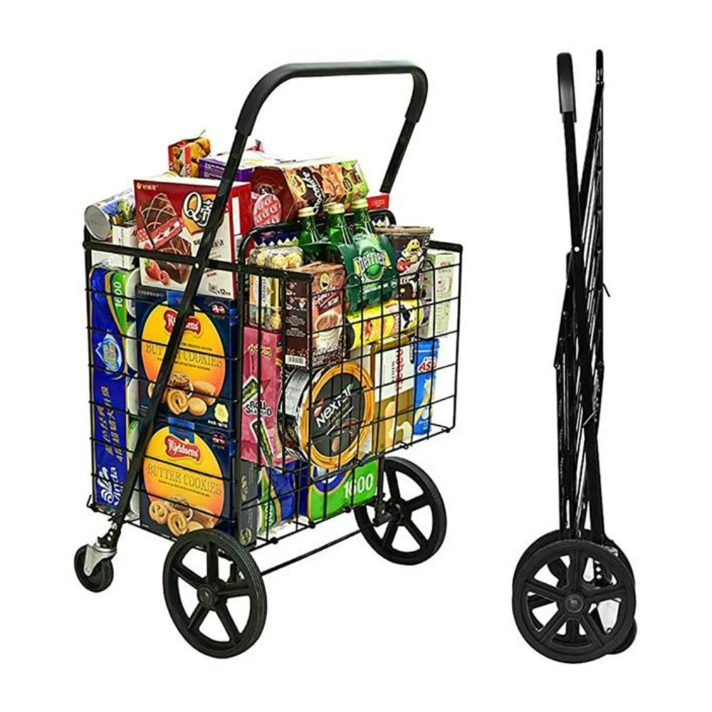 Siffler Shopping Cart With 360° Rolling Swivel Wheels. Large-Black