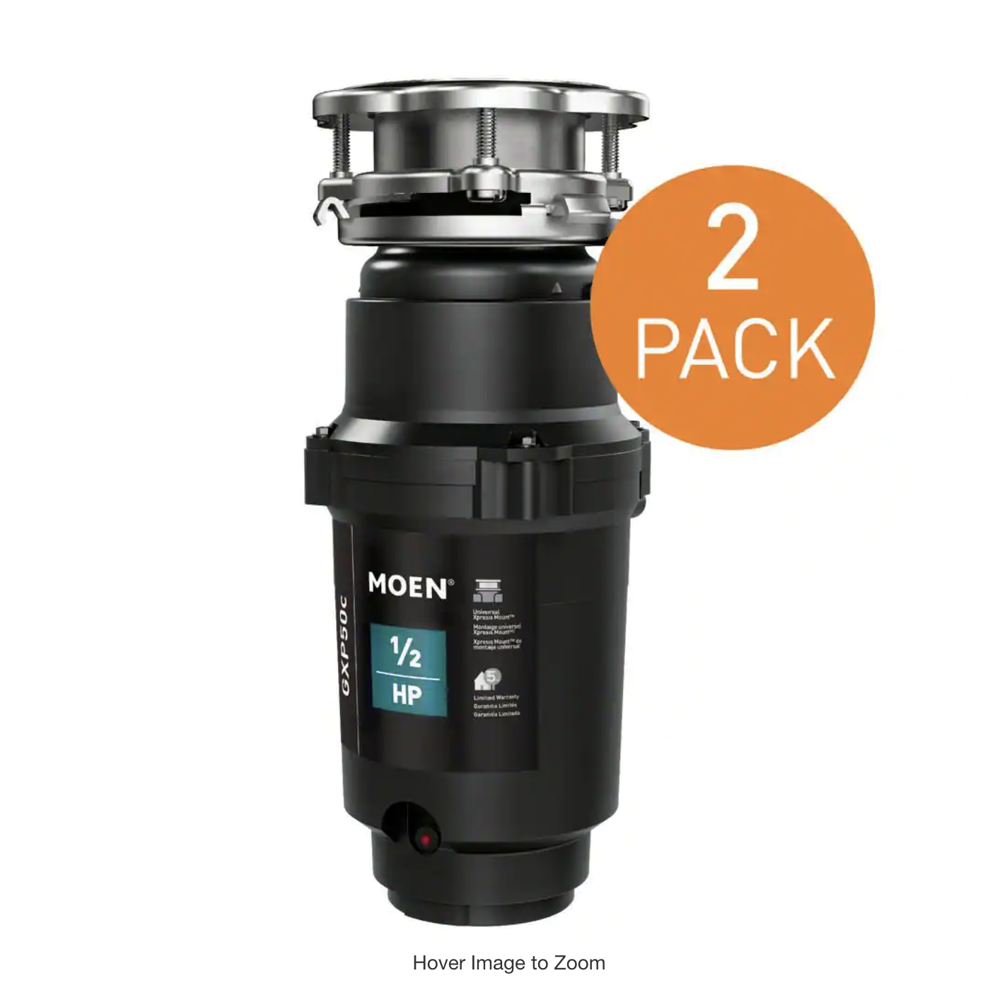2-Pack Moen Prep 1/2 HP Continuous Feed Garbage Disposal with Power Cord and Universal Mount