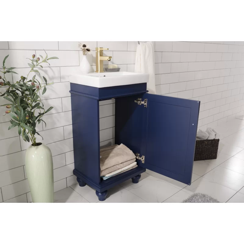 Highland Dunes Gros 17.5” Free-standing Single Bathroom Vanity with Ceramic Vanity Top