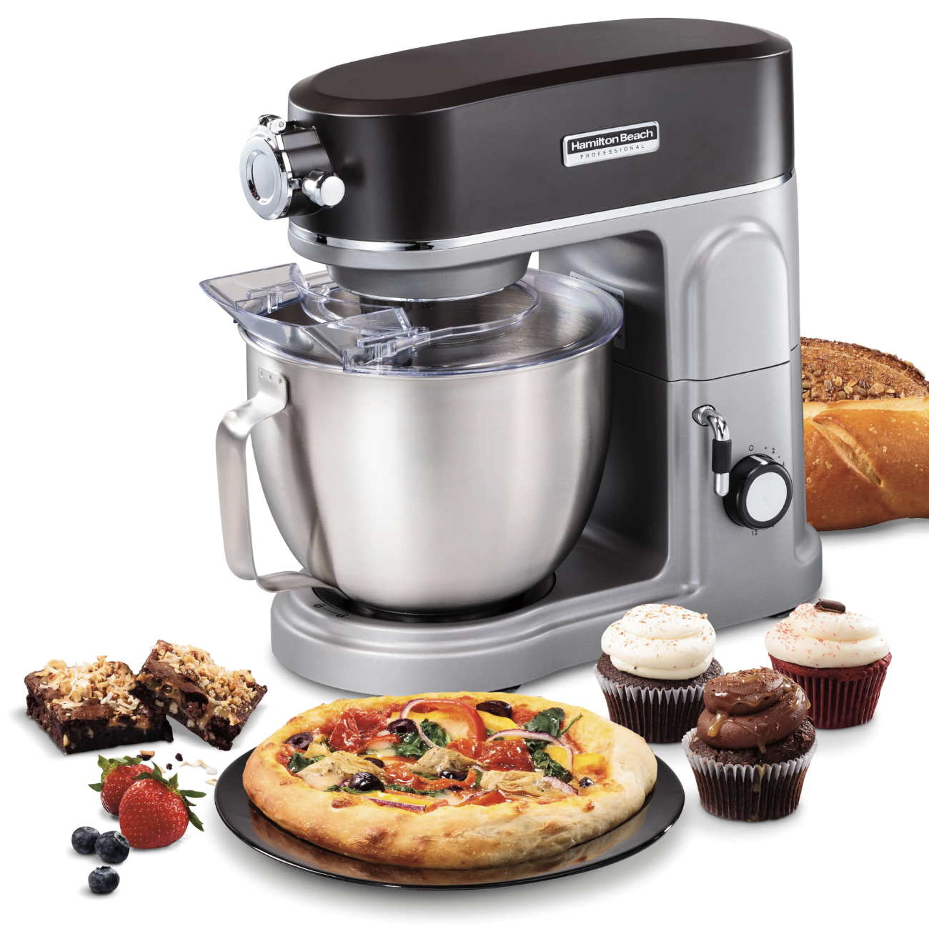 Hamilton Beach 4.5 Qt. 12-Speed Black and Silver Stand Mixer