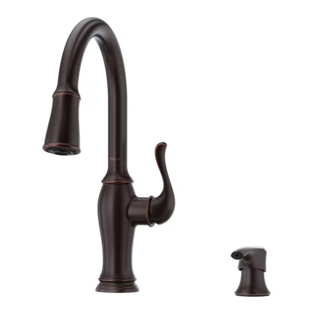 Pfister Maren Tuscan Bronze Single Handle Pull-down Kitchen Faucet with Deck Plate