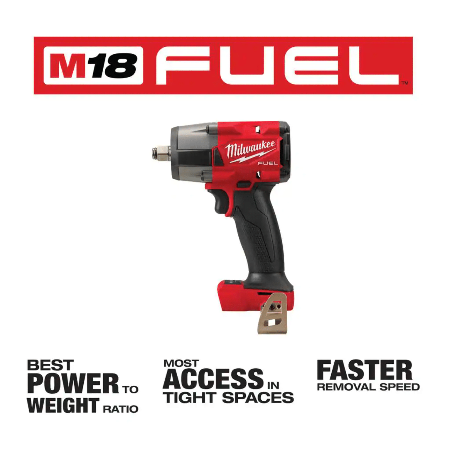 Milwaukee M18 Fuel Gen-2 18VLithium-Ion Brushless Cordless Mid Torque 1/2 in. Impact Wrench with Friction Ring & with Boot (2962-20-49-16-2960)