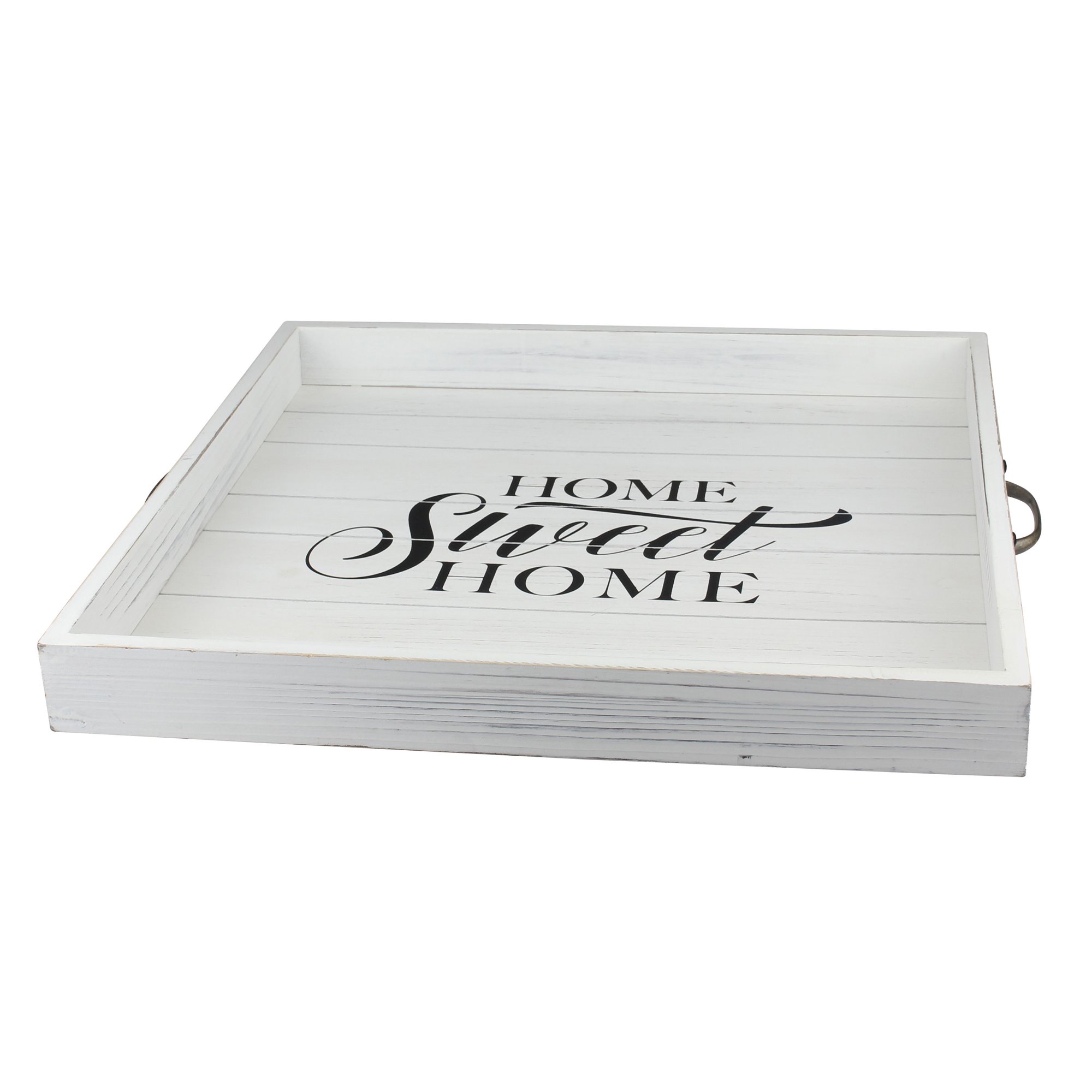 Stonebriar 19.6″ x 18.1″ Solid Wood Decorative “Home Sweet Home” Tray. Off-White