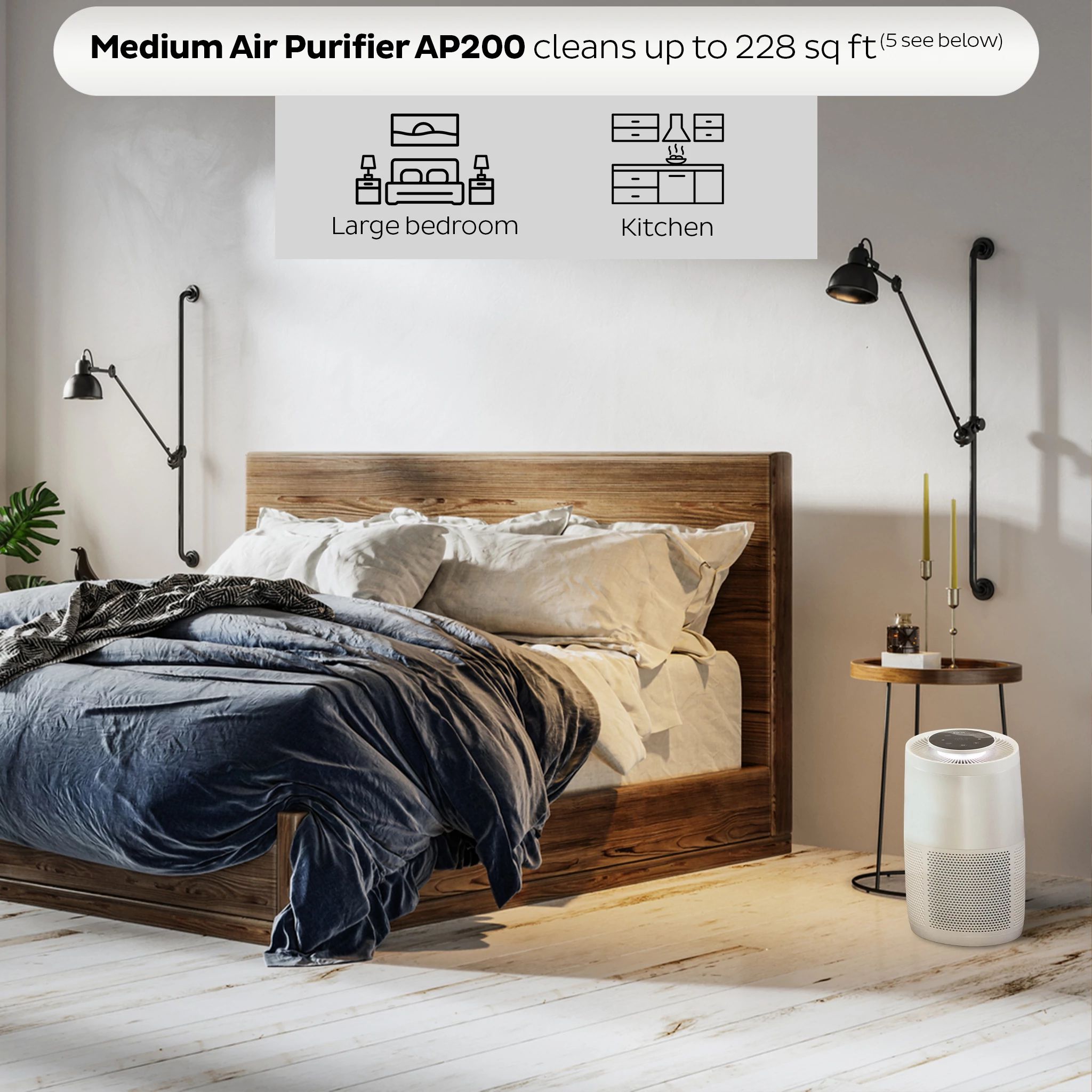 Instant Air Purifier. Medium with Night Mode. Pearl