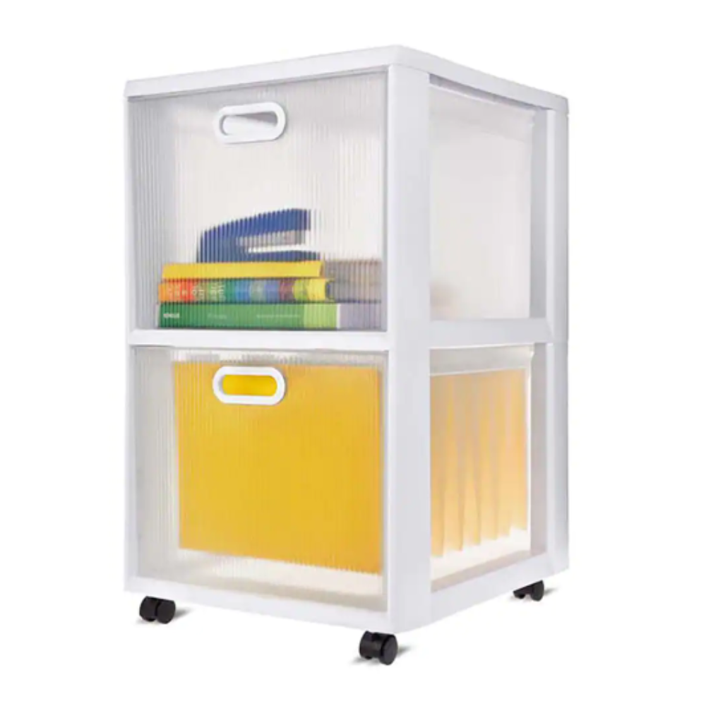 Sterilite Ultra 26.25 in. H x 16 in. W x 18 in. D 2 Drawer Portable Rolling Storage Cart White (4-Pack)