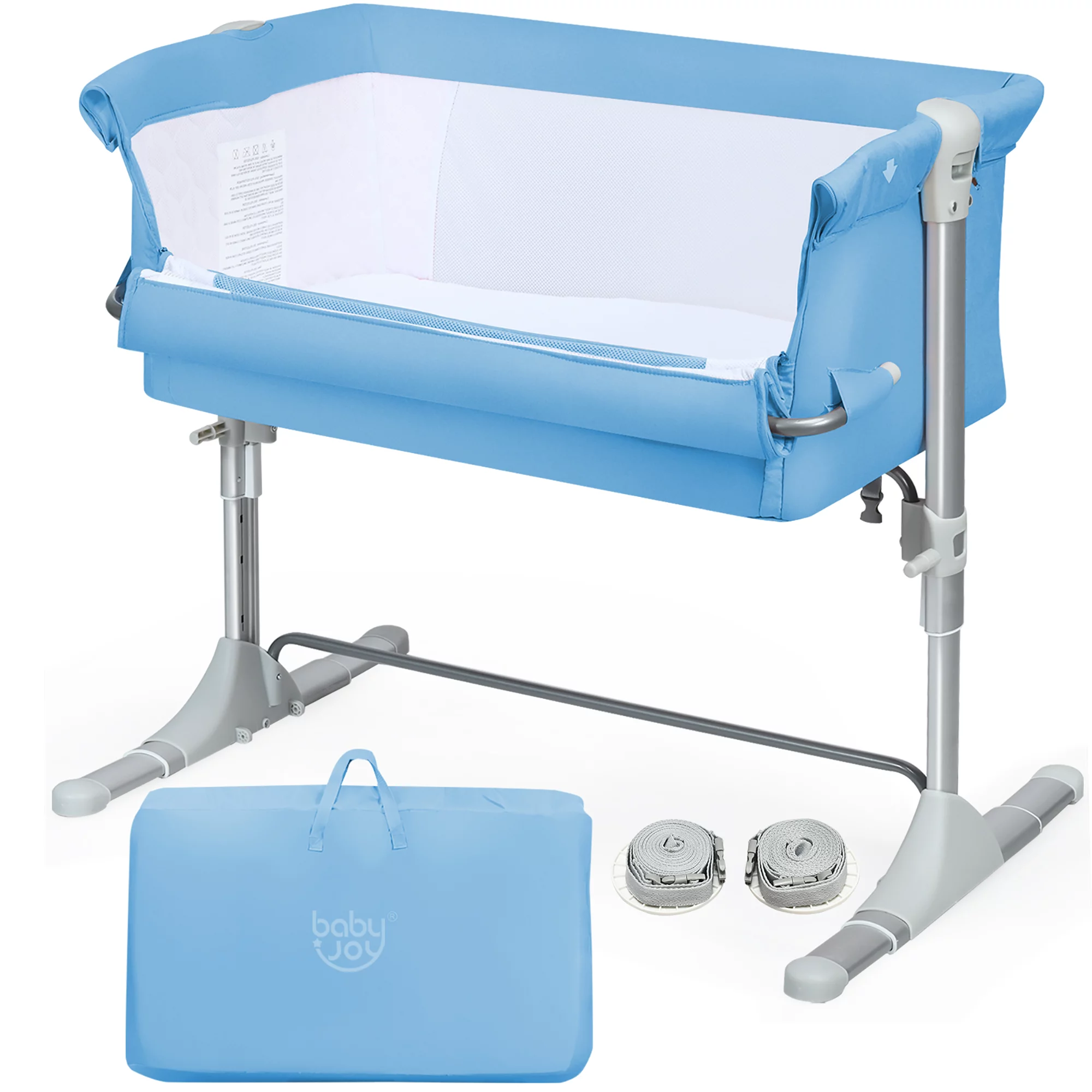Costway Babyjoy Portable Baby Bed Side Sleeper. Infant Travel Bassinet Crib with Carrying Bag. Blue