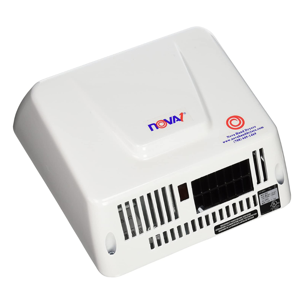World Dryer Nova 1 Automatic Hand Dryer. Surface Mount. Universal Voltage - Die Cast Aluminum. White Epoxy Cover