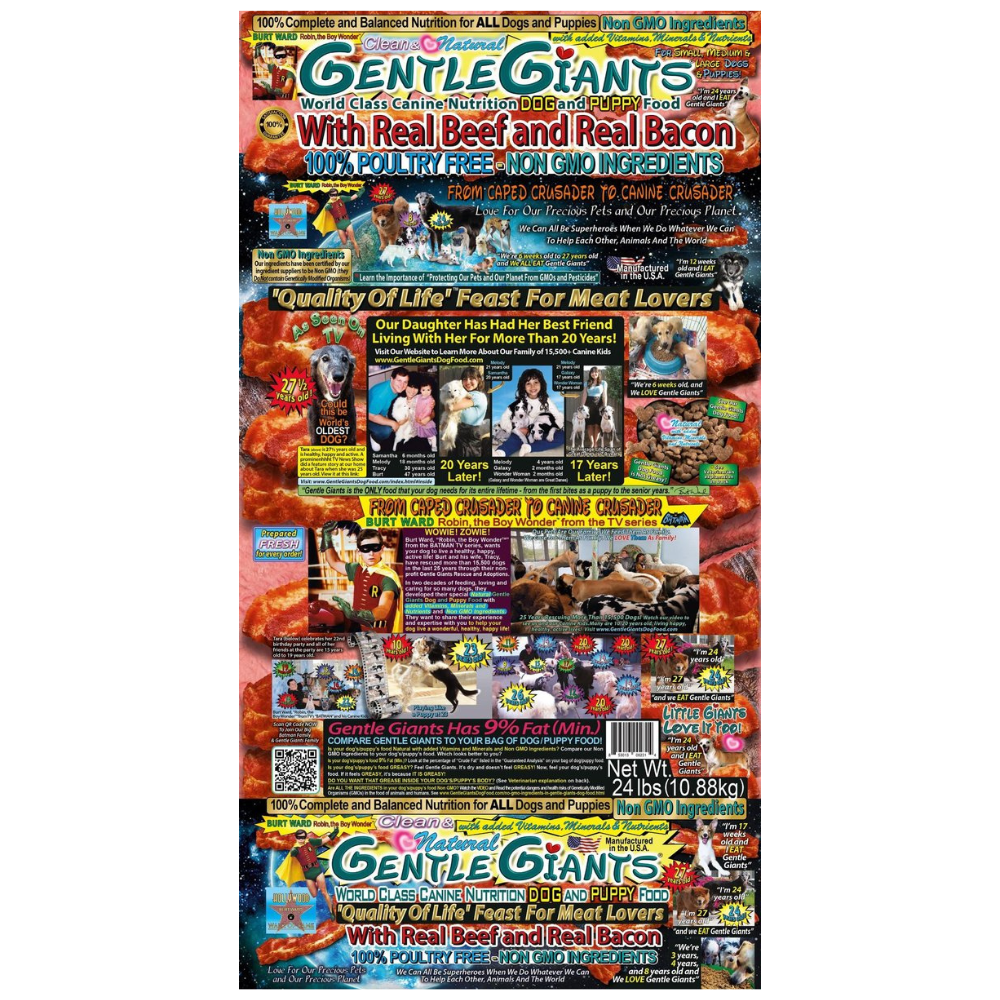 Gentle Giants Natural Non-GMO Dog & Puppy Beef & Bacon Dry Dog Food. 24-lb bag