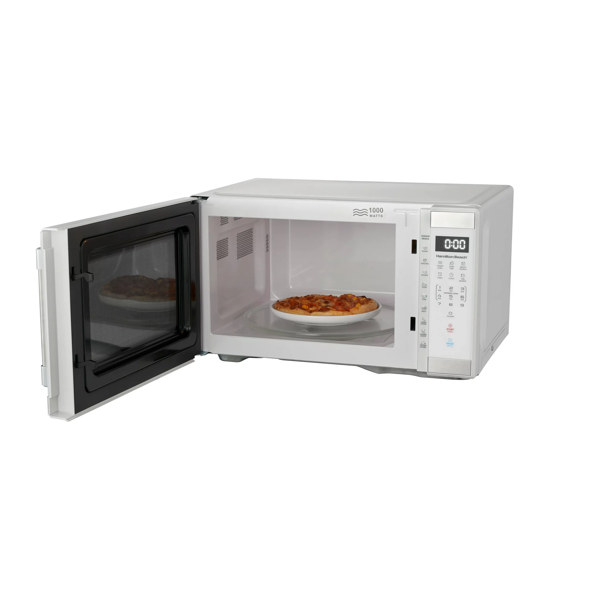 Hamilton Beach 1.1 Cu. Ft. 1000W Mid Size Microwave Oven. White Stainless Steel (HB61W100027880)