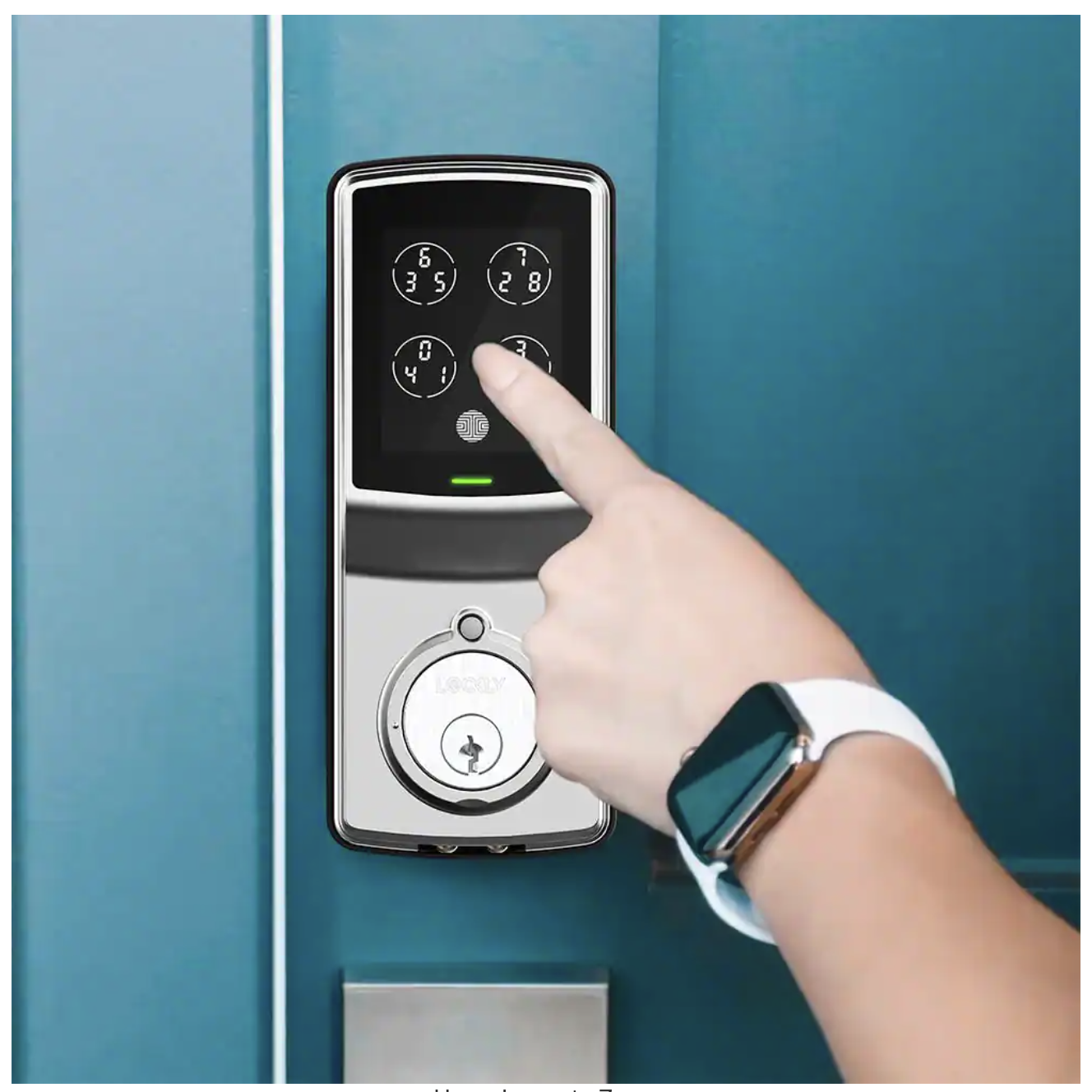 Lockly Model-S Satin Nickel Single-Cylinder Smart Deadbolt Lock with Keypad. Bluetooth and Discrete PIN Code Input