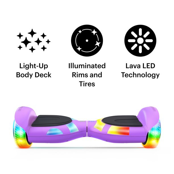 Jetson Litho X Hoverboard Weight Limit 220 Lb. 12 Purple Lava LED technology. Light-Up Deck. Illuminated Rims Tires. Purple