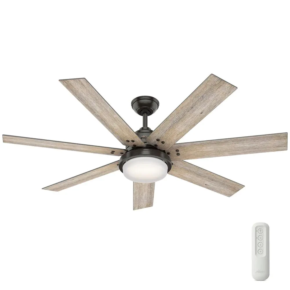 Hunter Whittington 60 in. LED Indoor Noble Bronze Ceiling Fan With Light And Remote
