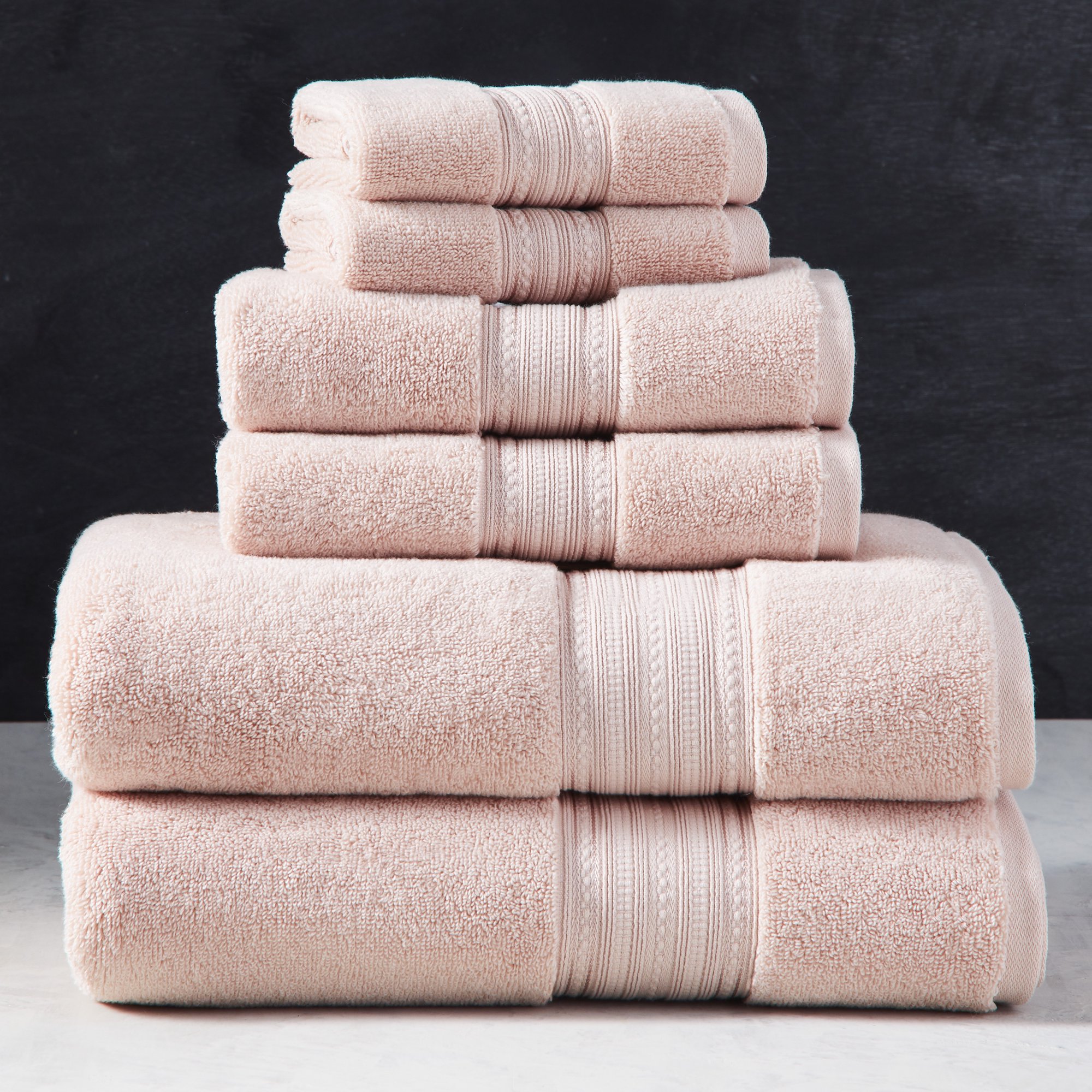 Better Homes & Gardens Signature Soft 6 Piece Solid Towel Set. Cherry Blossom Pink