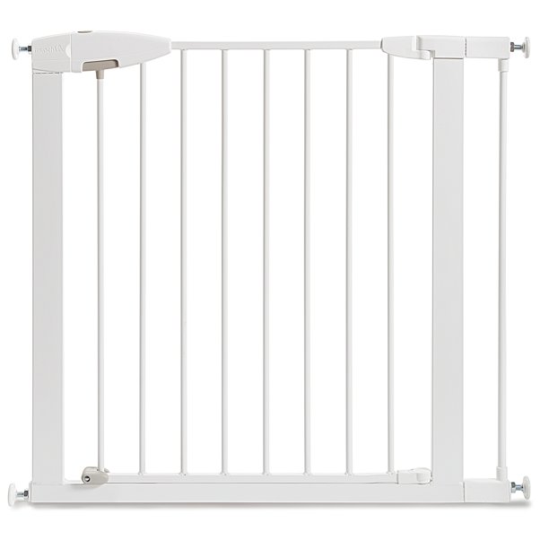 Munchkin Easy Close Pressure Mounted Baby Gate for Stairs. Hallways and Doors. Walk Through. Metal. White