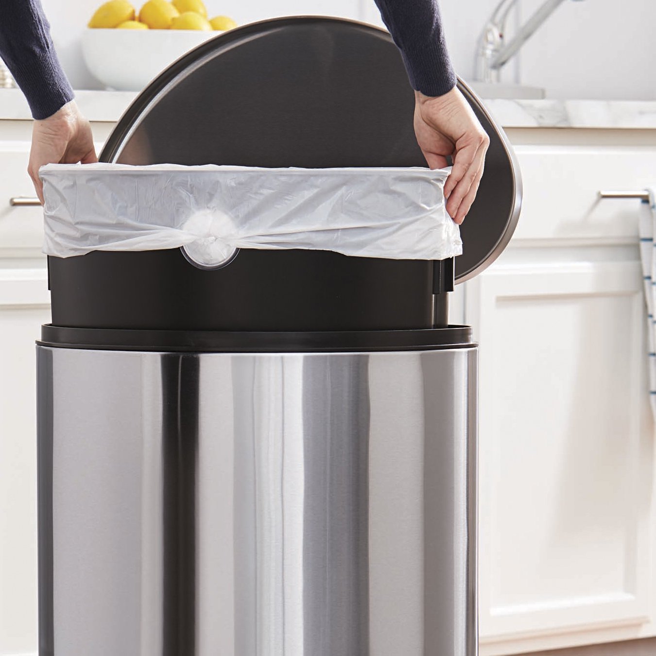 Better Homes & Gardens 14.5 Gal/54L Stainless Steel Semi-Round Kitchen Garbage Can