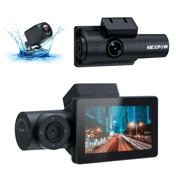 Nexpow 3 Channel 4K Dash Cam. 4K+1080P Front and Rear. 4K+1080P Front and Inside