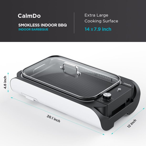 CalmDo CD-GR001 1000W Smokeless Electric Grill with Non-stick Removable Grill. Detachable Oil Collection Pan