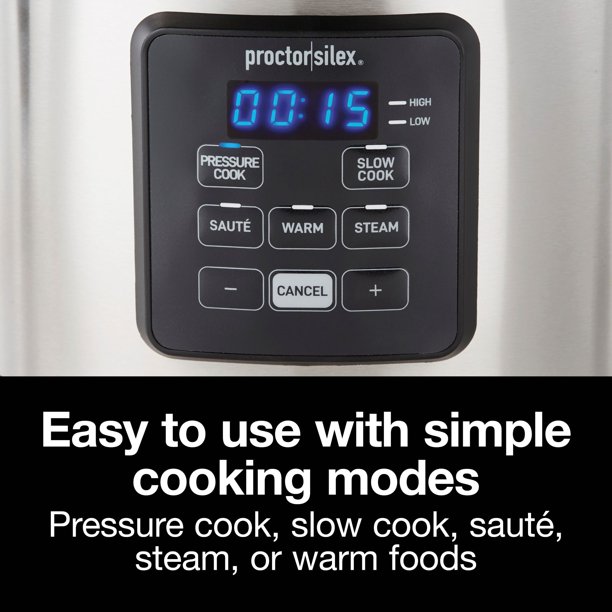 Proctor Silex 3 Quart Simplicity Pressure Cooker. Multi-Cooker. Slow Cooker. Steamer. Saut . Rice Cooker. True Slow Technology. 34503
