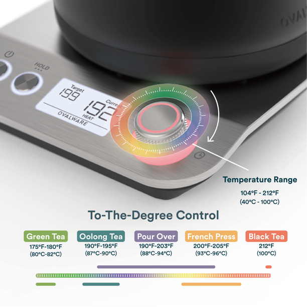 Ovalware Electric Pour Over Gooseneck Kettle 0.8L (Matte Black)