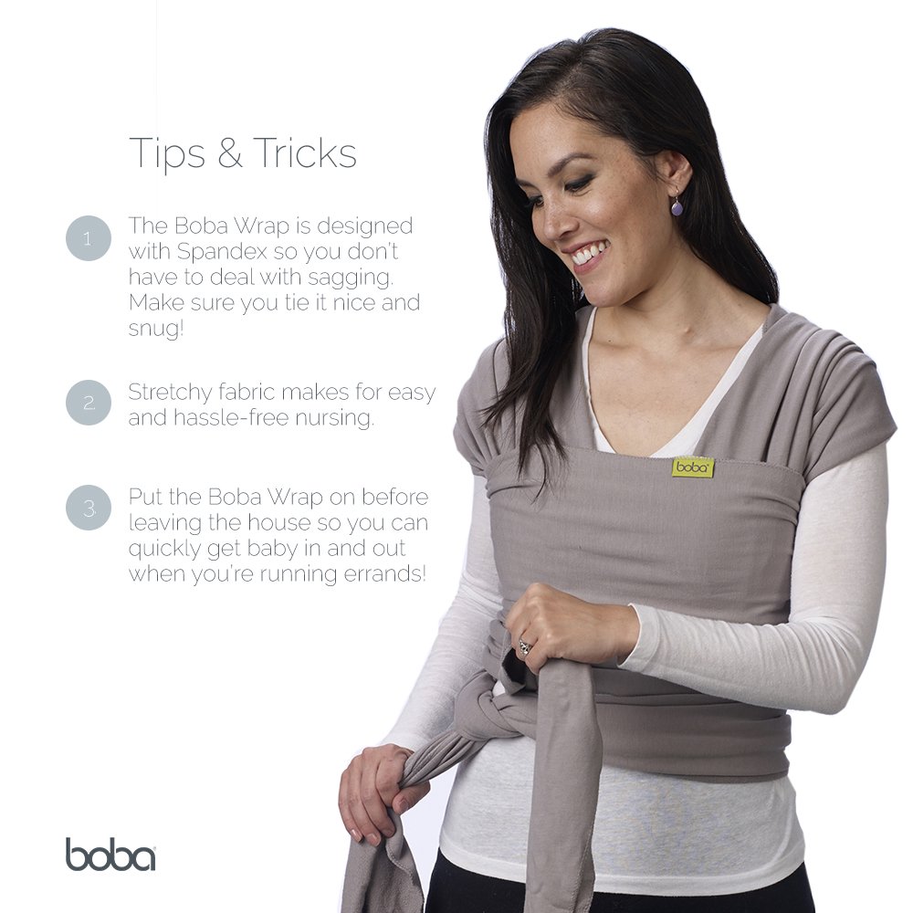Boba Wrap Baby Carrier - Stretchy Infant Sling. Newborn Babies and Children up to 35 lbs (Gray)
