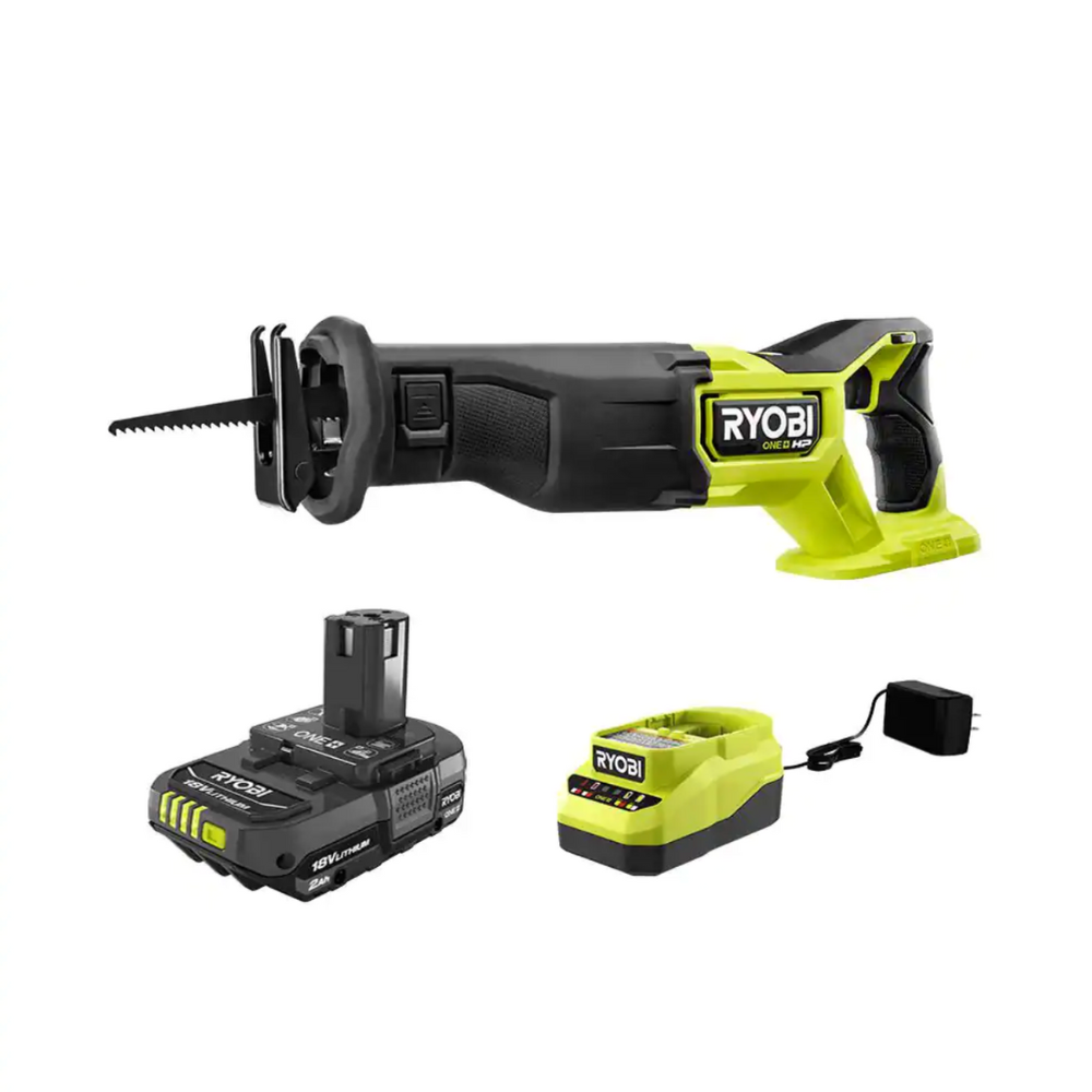 Ryobi One+ HP 18V Brushless Cordless Reciprocating Saw with 2.0 Ah Battery and Charger