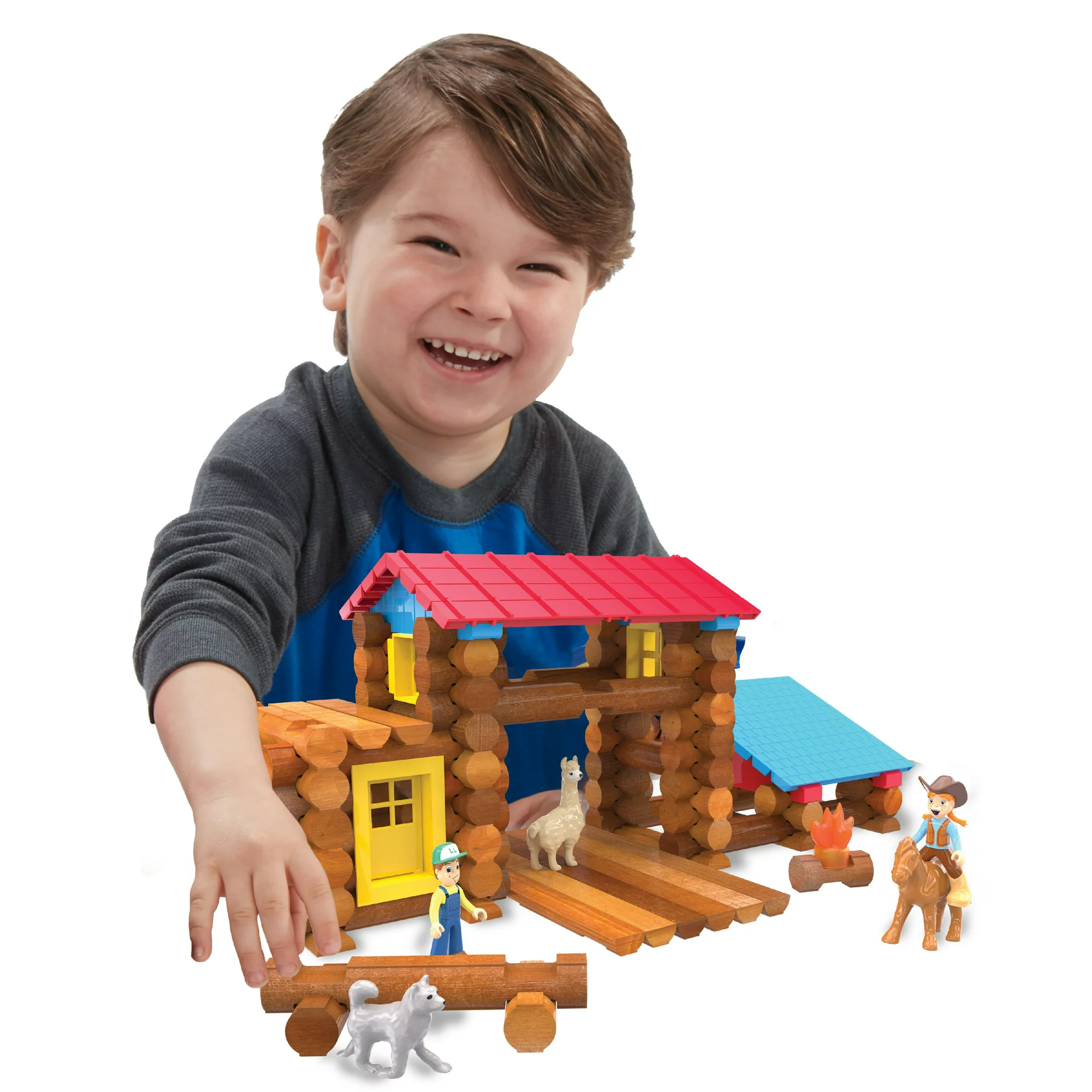 Lincoln Logs Country Campfire Ranch. Real Wood Logs. 124 Pieces - Collectible Tin