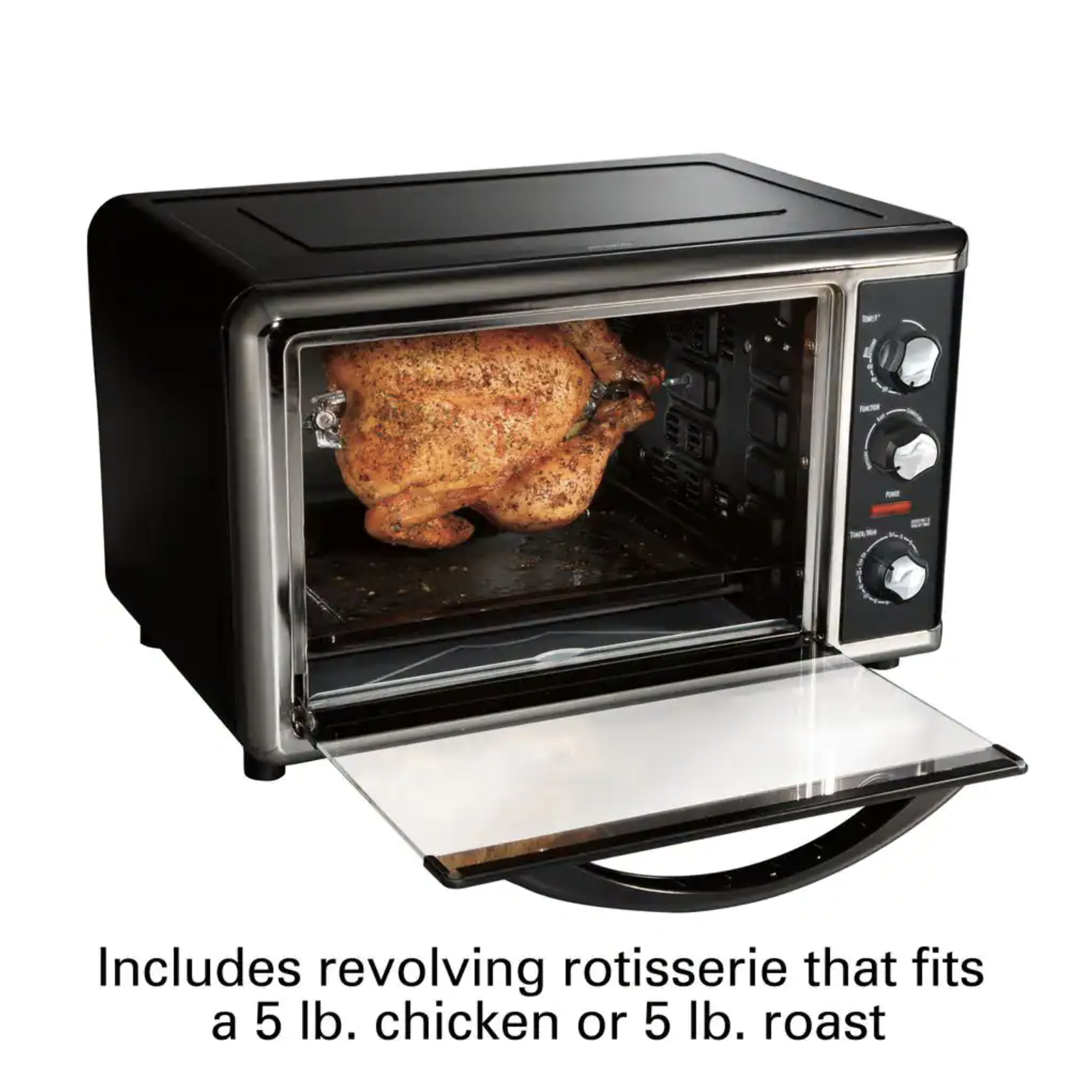 Hamilton Beach 1500-Watt 12-Slice Black Countertop Oven with Convection and Rotisserie