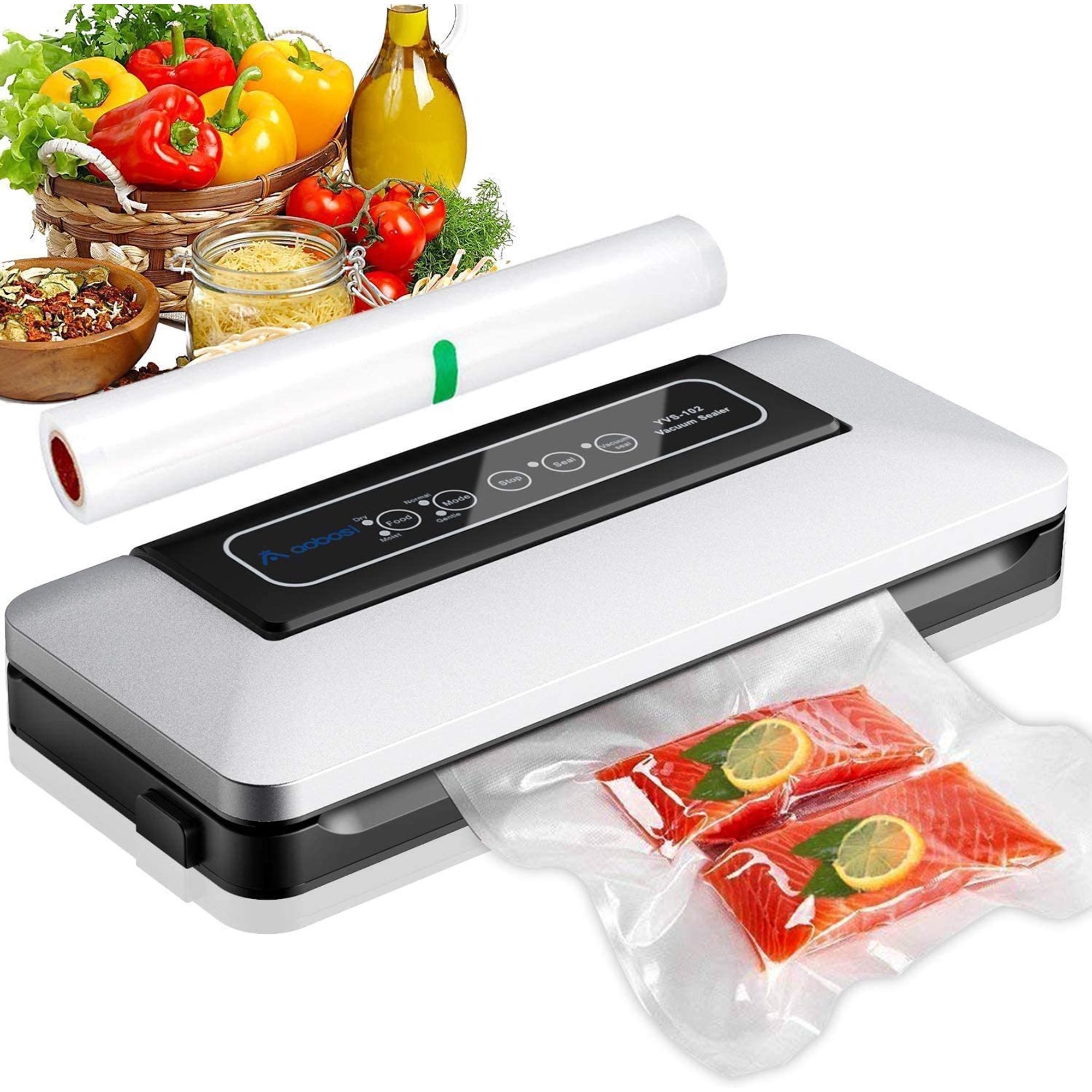 Aobosi Vacuum Sealer Machine. 5-in-1 Automatic Food Sealing. Dry and Wet Modes