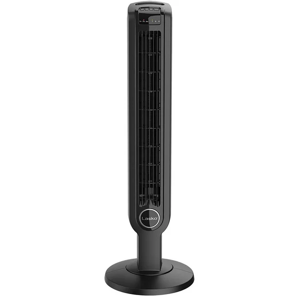 Lasko 36″ 3-Speed Oscillating Tower Fan With Remote Control And Timer. Model T36211. Black