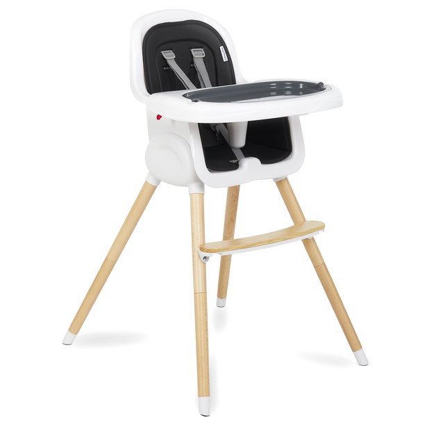Dream On Me Lulu 2-In-1 Highchair. Convertible. Compact High Chair. Light Weight. Portable. Black