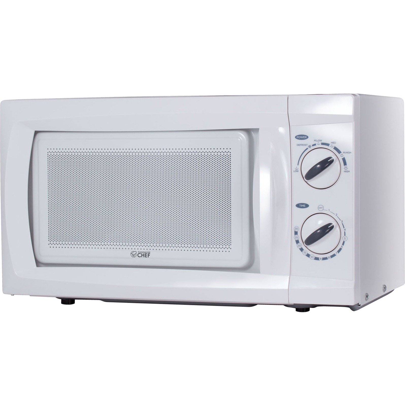 Commercial Chef CHM660W 0.6 Cubic Feet Microwave Oven. 600 Watt Counter Top Rotary. White