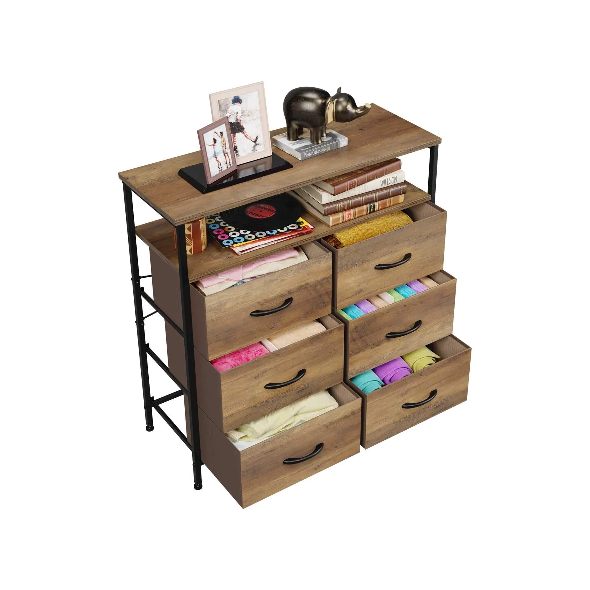 Homfa 6 Drawer Dresser for Bedroom. Modern Storage Cabinet Bedroom Nightstand