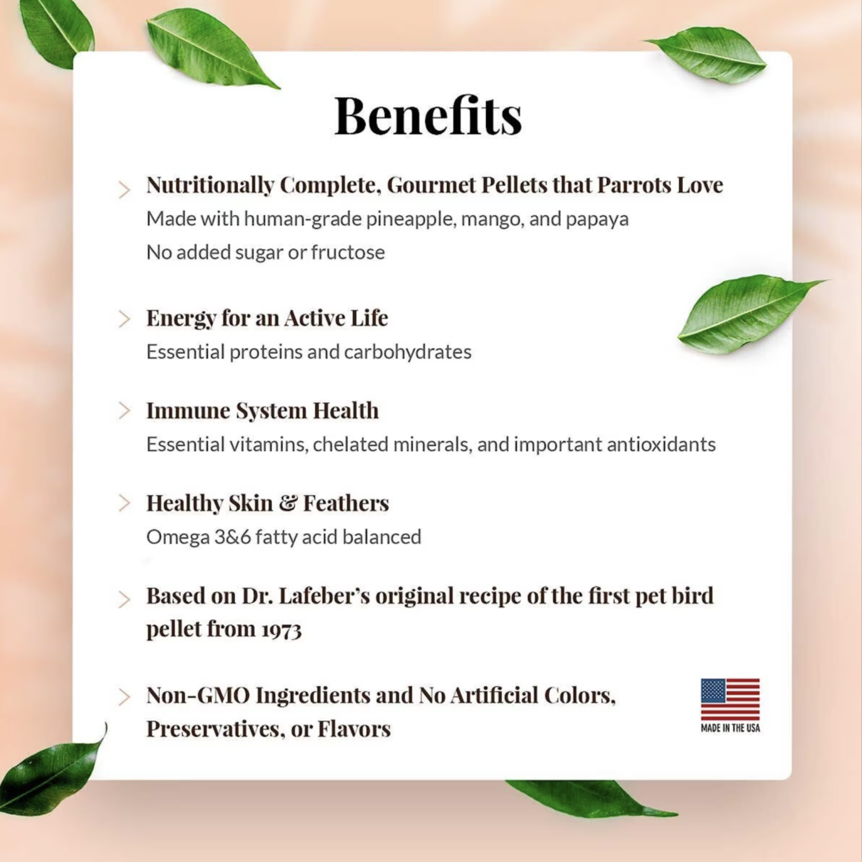 Lafeber Tropical Fruit Gourmet Pellets Parrot Bird Food. 25-lb box