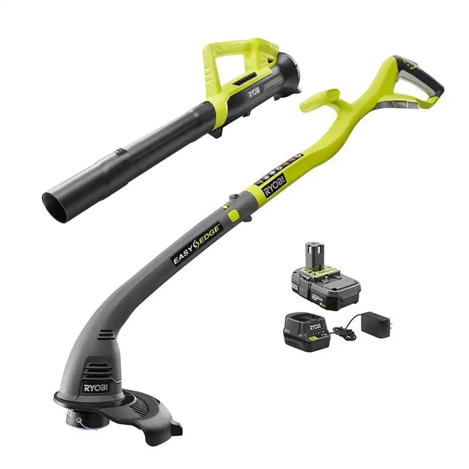Ryobi ONE+ 18V Cordless String Trimmer/Edger and Blower/Sweeper Combo Kit