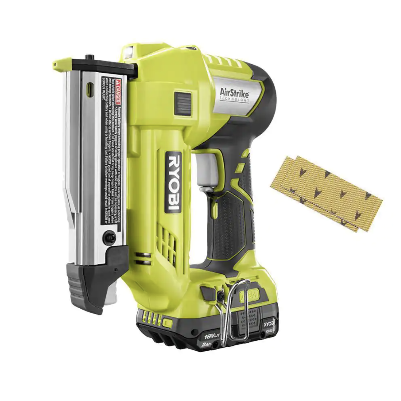 Ryobi ONE+ 18V Cordless AirStrike 23-Gauge 1-3/8 in. Headless Pin Nailer with 2.0 Ah Compact Battery (P318-PBP006)