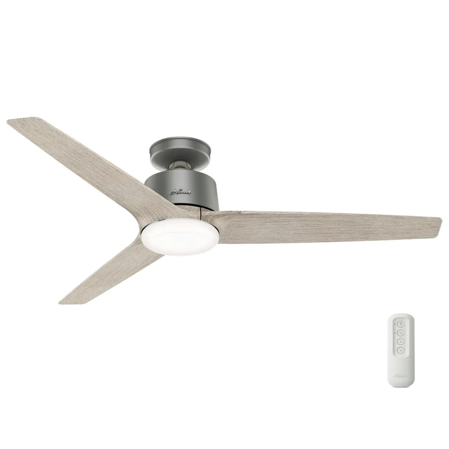 Hunter Moxie 52 in. LED Indoor Matte Silver Ceiling Fan with Light and Remote