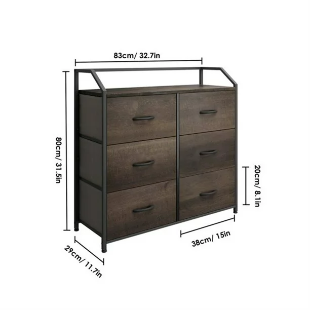 Homfa Fabric Dresser With 6 Drawers Wide Chest Of Drawers. Dark Brown