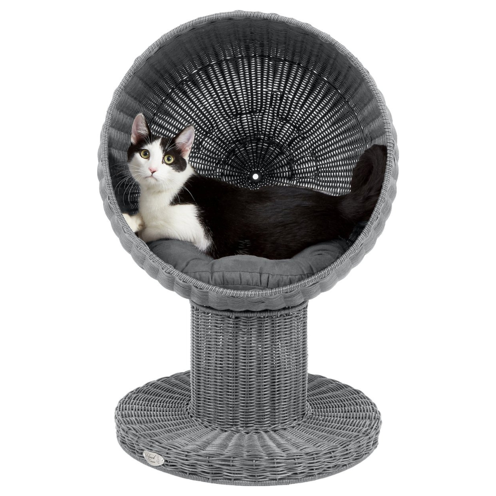 The Refined Feline Kitty Ball Cat Bed. Smoke