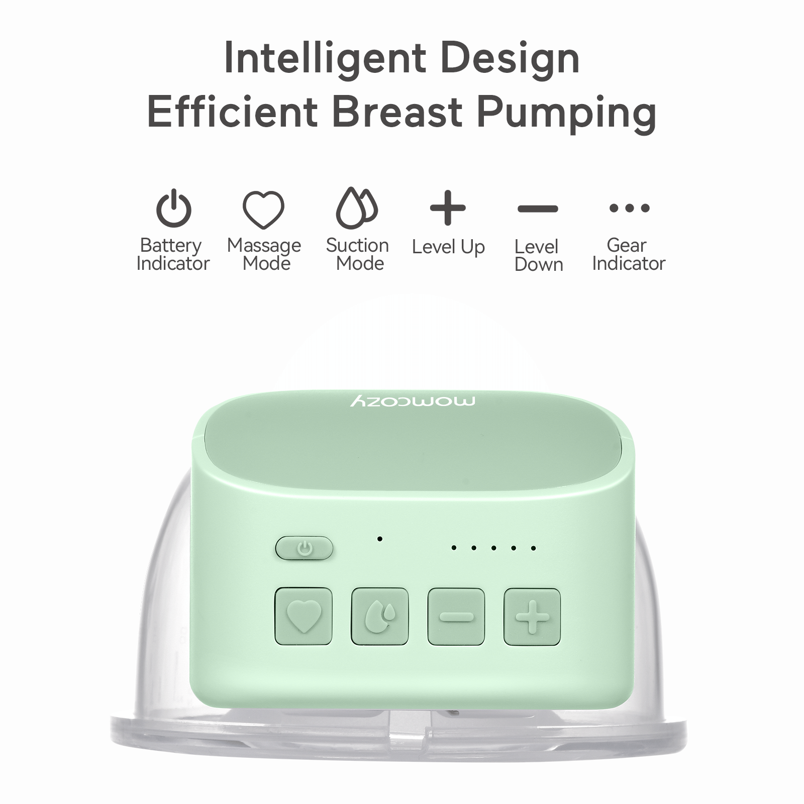 Momcozy Double Wearable Breast Pumps. Portable Electric Breast Pump 24mm. Green