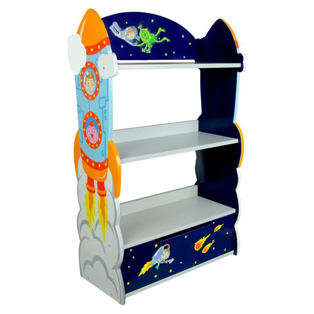 Teamson Kids Fantasy Fields Outer Space. Kids Wooden Bookcase with Drawer