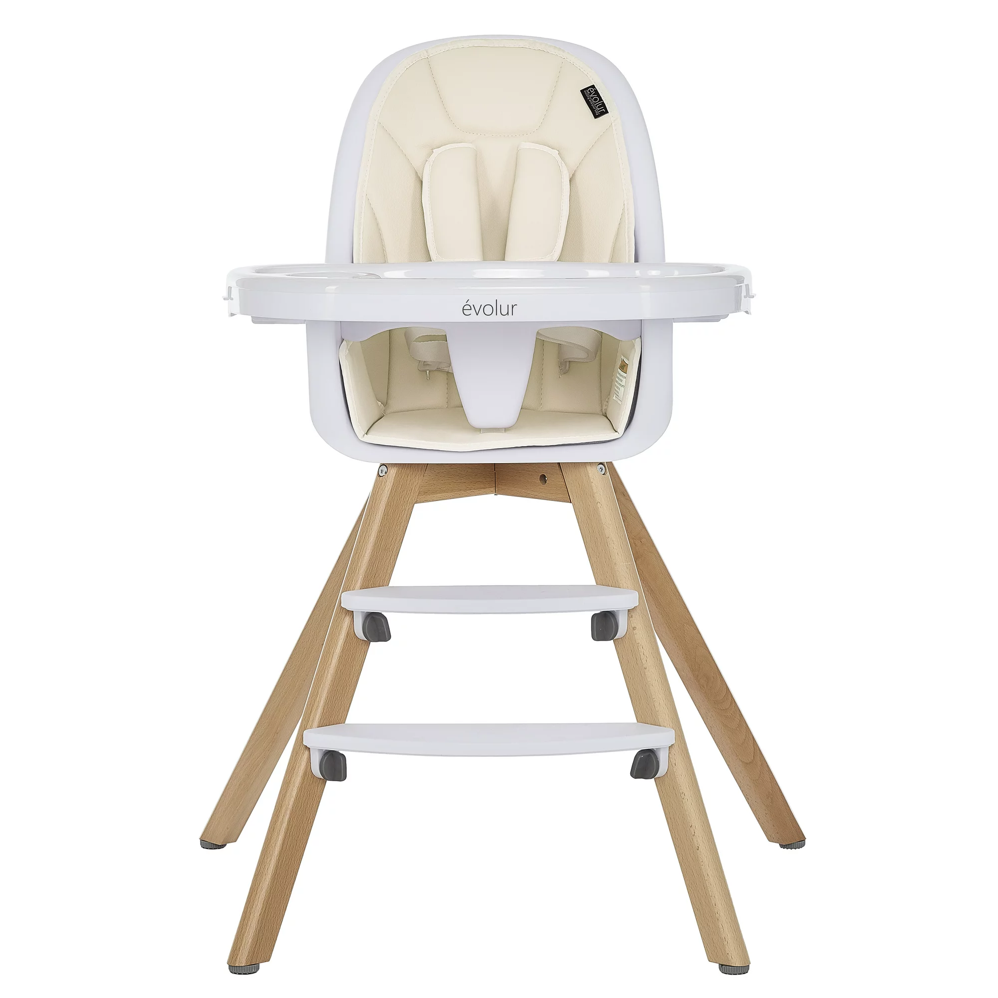Evolur Zoodle 3-in-1 High Chair Booster Feeding Chair with Modern Design. Ivory