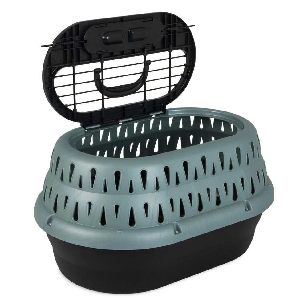 Petmate Top Load Cat Kennel. Pearl Green Forest/Black